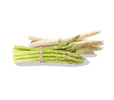 Deux bottes d’asperge blanche et verte Kultive